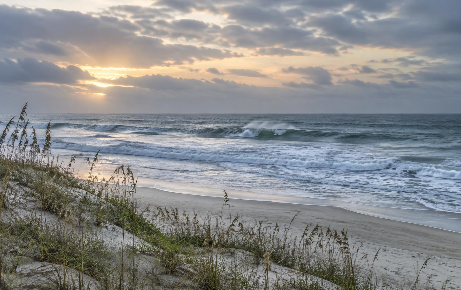 Atlantic surf meeting the St. Johns County shoreline at first light